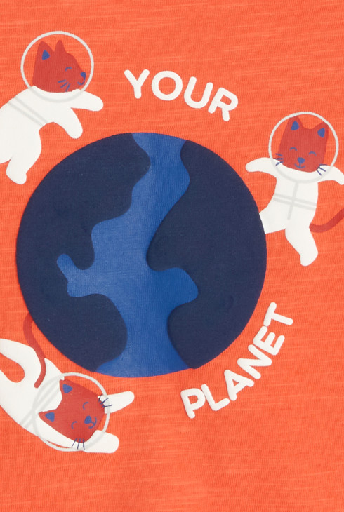 T-shirt chats astronautes orange bébé garçon