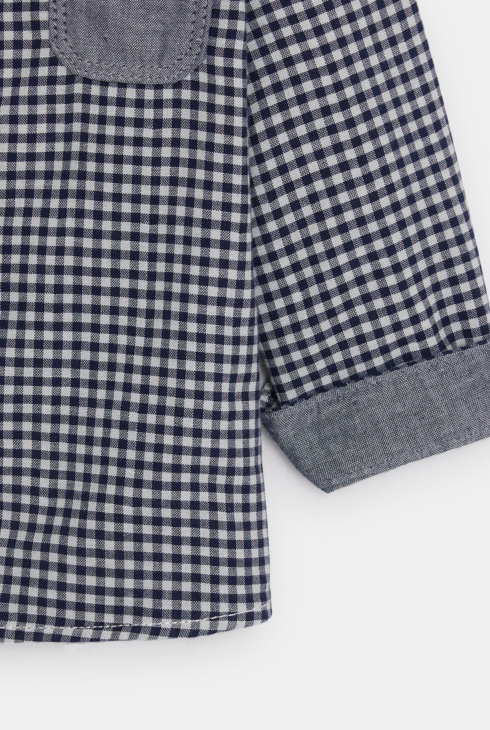 Chemise à carreaux à capuche bleu bébé garçon