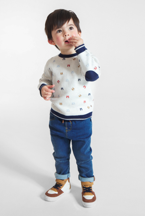 Maglione a maglia grossa con stampa animali bimbo 1