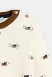 Pull épais maille tricot imprimé animaux blanc bébé garçon 2