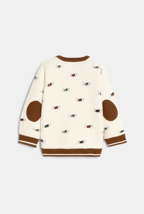 Dicker weißer Strickpullover mit Tiermotiven Kleinkind Junge 2