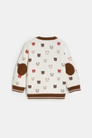 Pull épais maille tricot imprimé animaux blanc bébé garçon 4