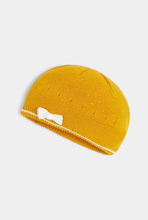 Pletena baretka  rumena dojenček deklica 1