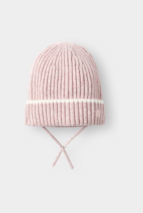 Gorra de punt amb doblec rosa bebè nena 1