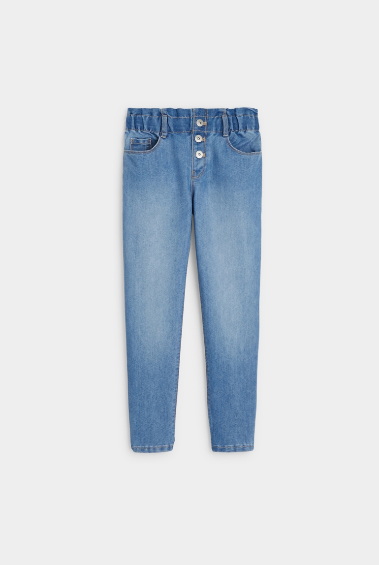 Verwassen paperbag mom jeans blauw meisje 1