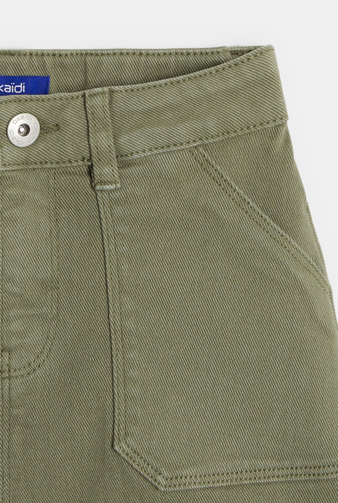 Mini-jupe en toile verte fille 2