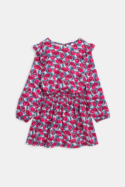 Bedrucktes kurzes Kleid Rosa Mädchen 1