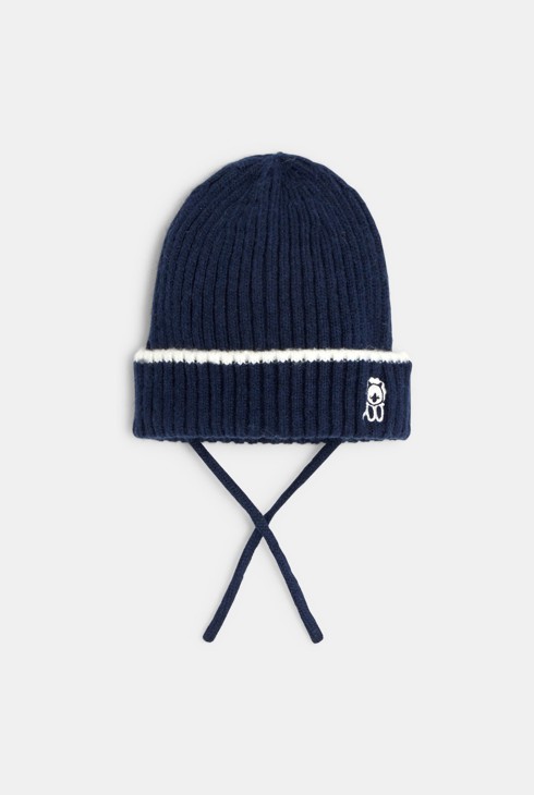 Strickmütze mit Tier-Stickerei Blau Baby Jungen 2