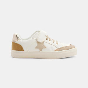 Beige glanzende street sneakers voor meisjes 1