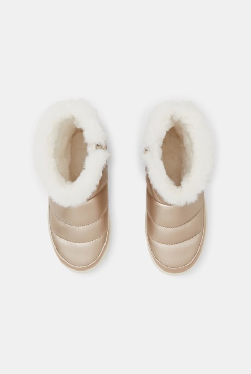 Botki błyszczące ocieplane z efektem pikowania złote dziewczynka 2