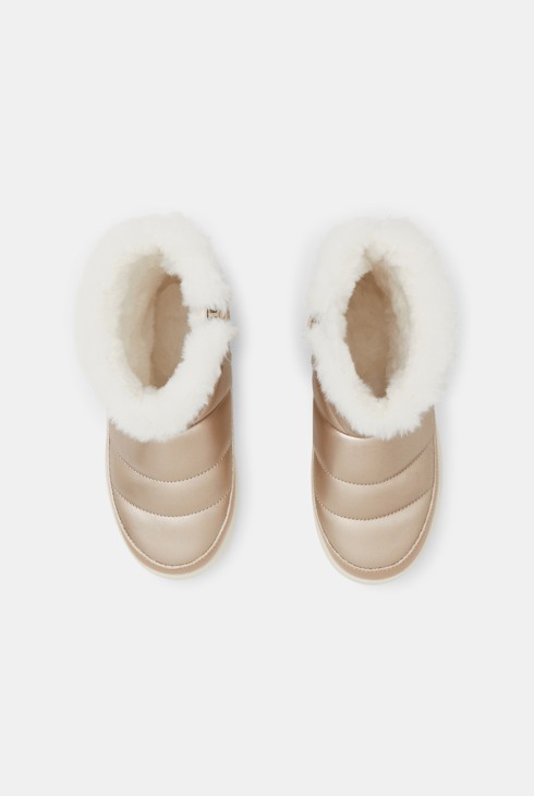 Sjajne zlatne podstavljene prošivene čizme za djevojčice 2