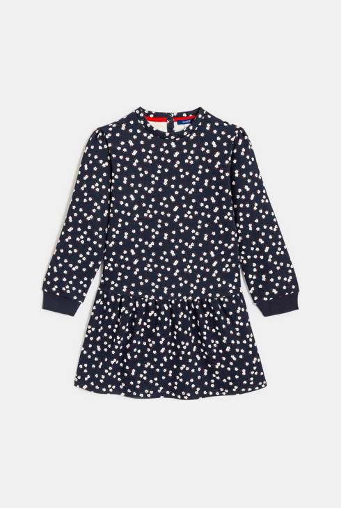 Bedrucktes Kleid aus Molton Blau Mädchen 1