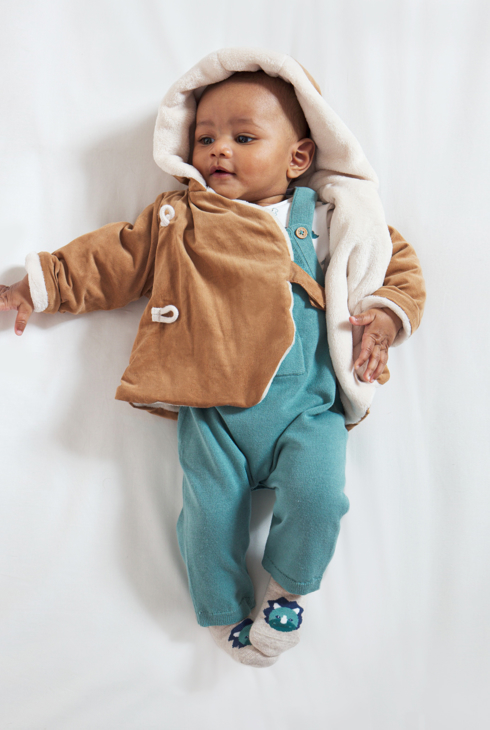 Warme Jacke aus Samt mit Sherpa-Futter Braun Geburt 1