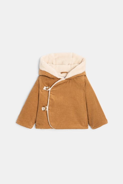 Warme Jacke aus Samt mit Sherpa-Futter Braun Geburt 2