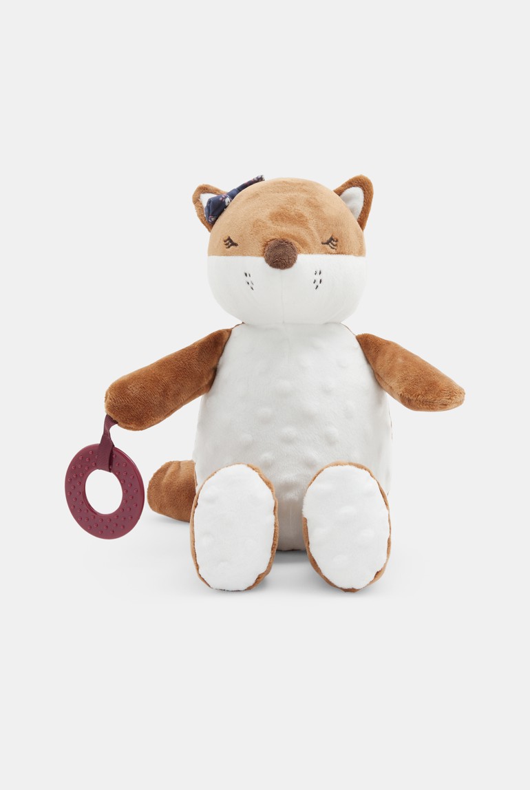 Doudou écureuil velours effets sensoriels marron naissance 1