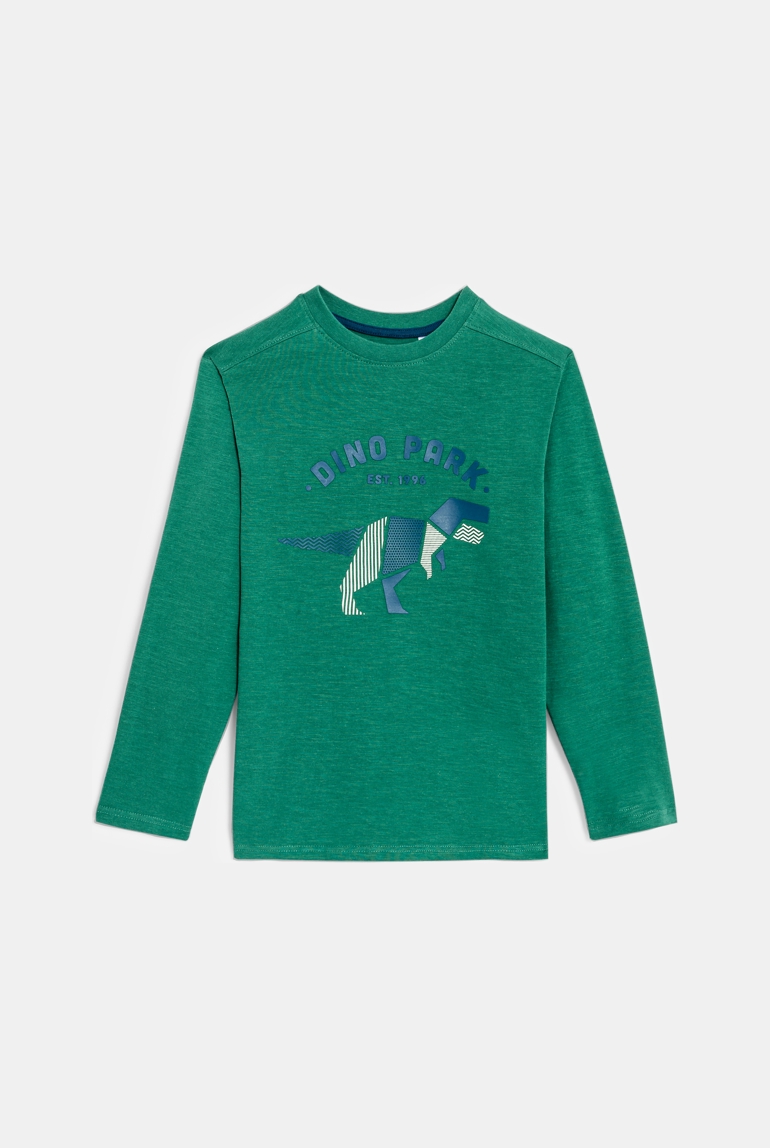 Langärmeliges T-Shirt mit Dinosauriermotiv Grün Jungen 1