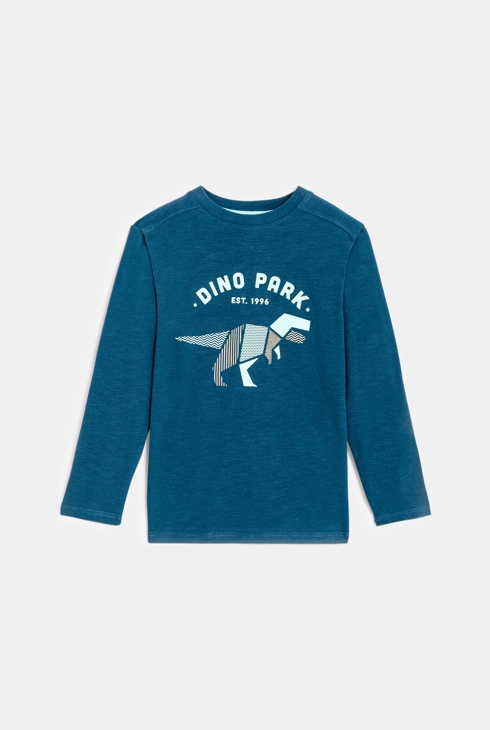 T-shirt manches longues motif dinosaure bleu garçon 1