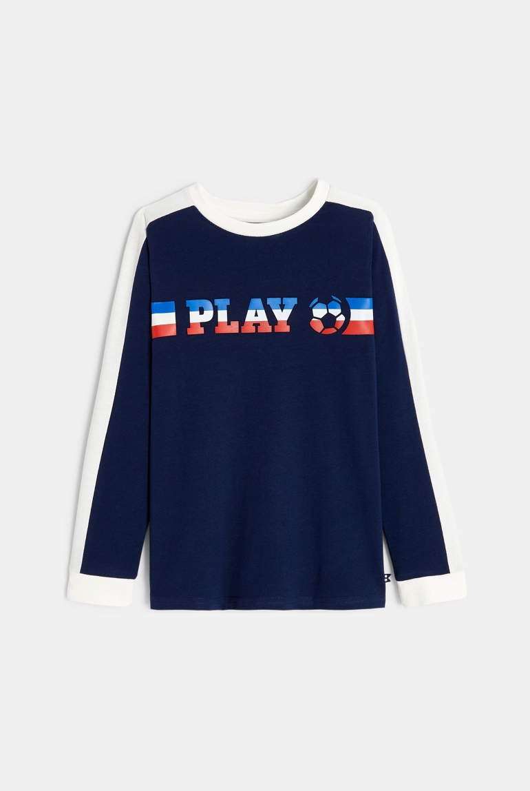 T-shirt manches longues foot bleu garçon 1