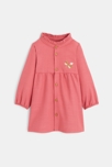 Robe boutonnée manches longues rose bébé fille