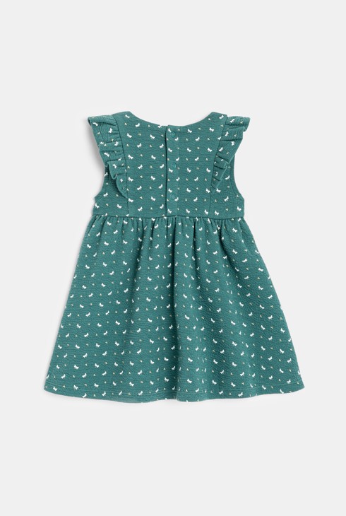 Robe à volants en coton fantaisie imprimé libellules verte bébé fille 2