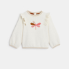 Sweat libellule brodée en molleton beige bébé fille