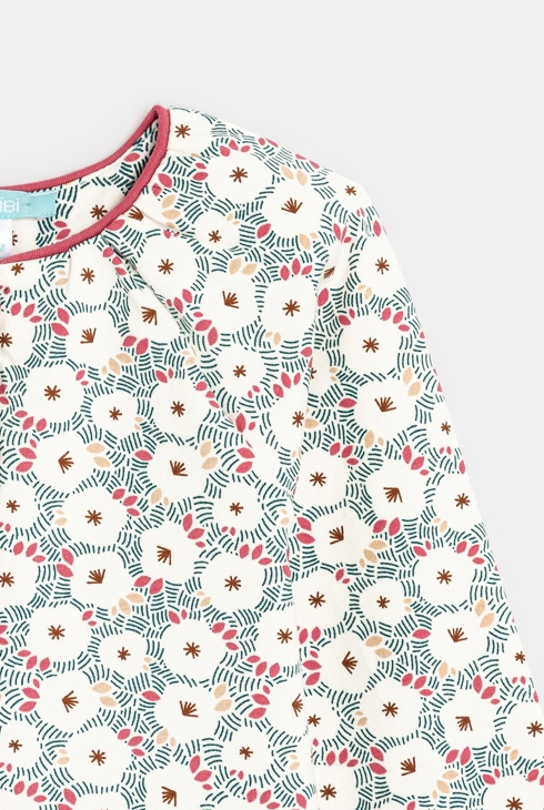 Gilet en molleton fleuri vert bébé fille