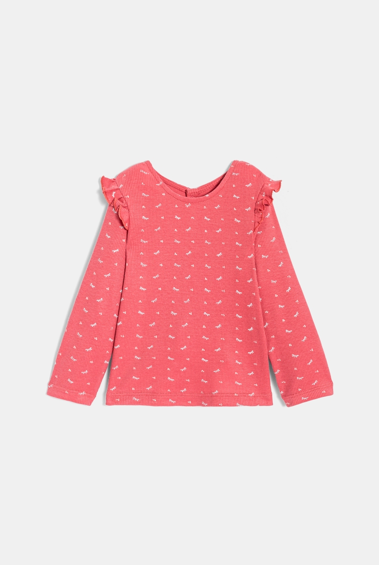 Baby-T-Shirt in Rippenstrick und mit Volants für Mädchen 1