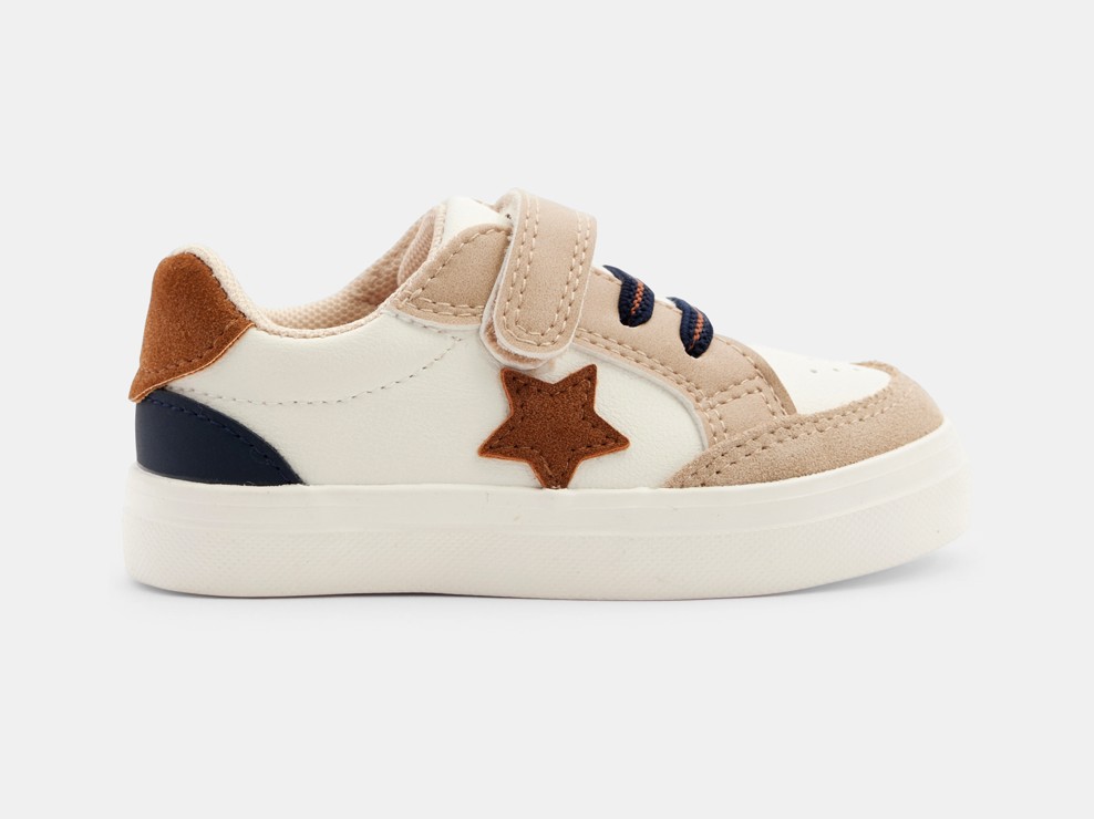 Baskets basses en cuir beiges bébé garçon 1