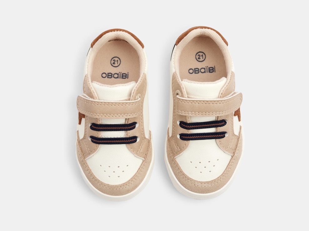 Baskets basses en cuir beiges bébé garçon 2
