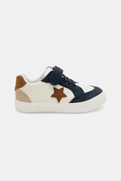 Baskets basses en cuir bleu marine bébé garçon 1
