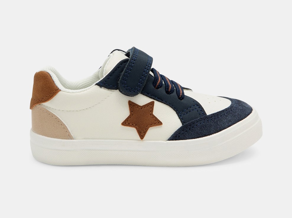 Marineblauwe lage sneakers van leer voor babyjongens 1