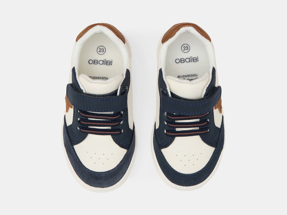 Turnschuhe flach Leder marineblau Kleinkind Junge 2