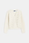 Gilet torsadé col V blanc fille