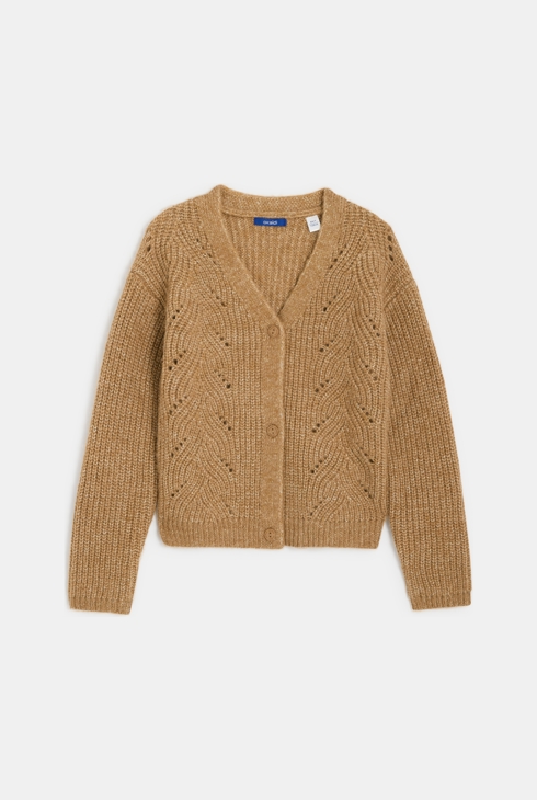 Jopica s kitami in ovratnikom z V-izrezom rjava deklica 1