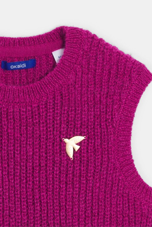 Ärmelloser gerippter Pullover in Violett/Granatrot Mädchen