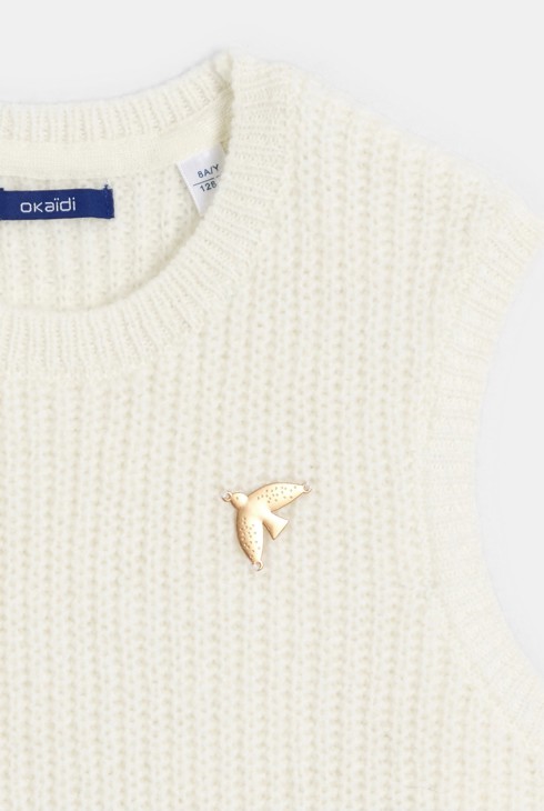 Jersei acanalat sense mànigues blanc merenga nena 2