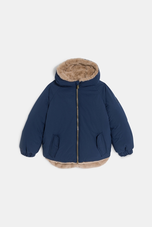 Blouson réversible fausse fourrure bleu Fille