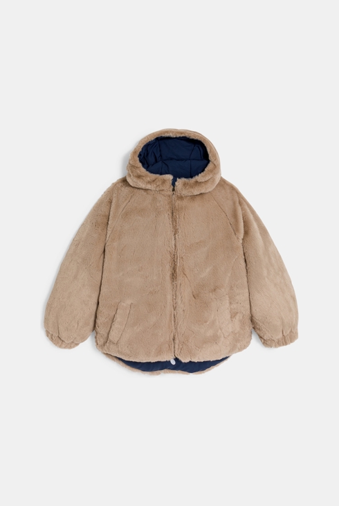 Blouson réversible fausse fourrure bleu Fille