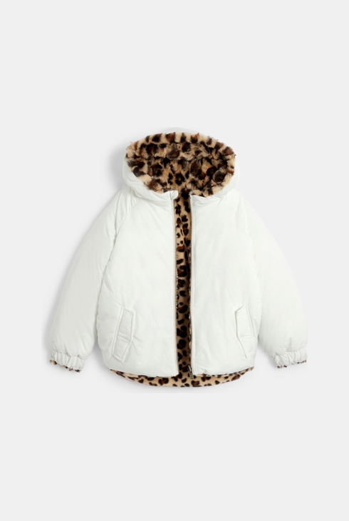 Weiße Wendejacke mit Kunstfell für Mädchen