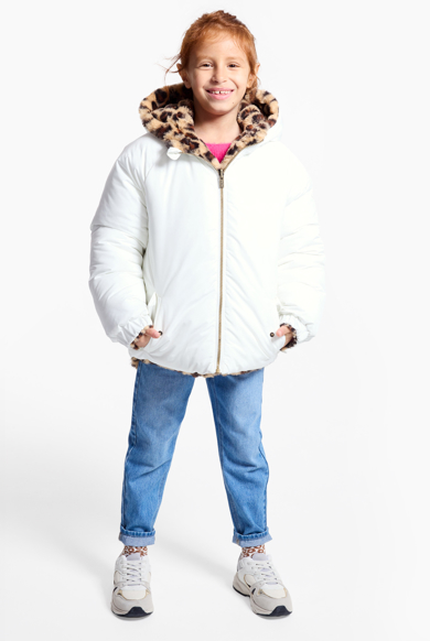 Blouson réversible fausse fourrure blanc Fille