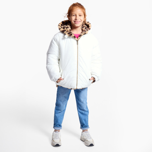 Blouson réversible fausse fourrure blanc Fille 1