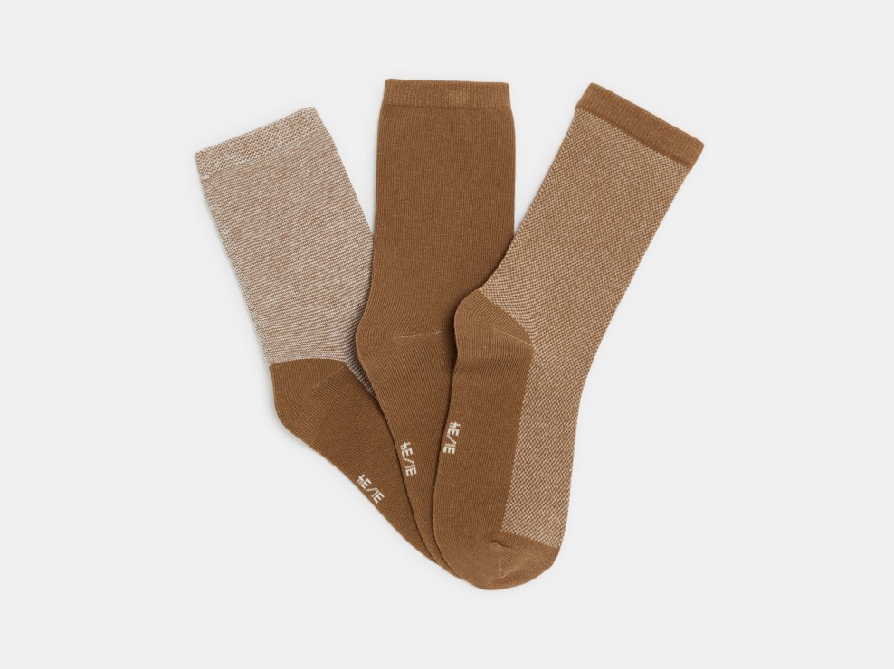 Chaussettes (lot de 3 paires) marrons Garçon 1