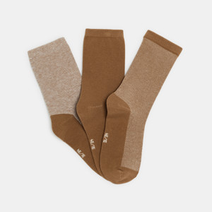 Chaussettes (lot de 3 paires) marrons Garçon