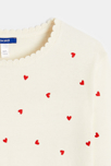 Pull motifs cœurs écru Fille 2