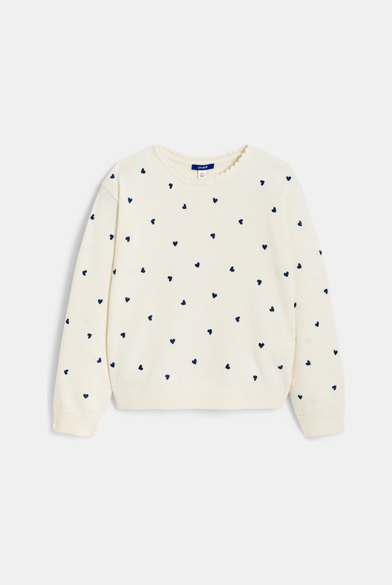 Blauer Pullover mit Herzmuster für Mädchen 1
