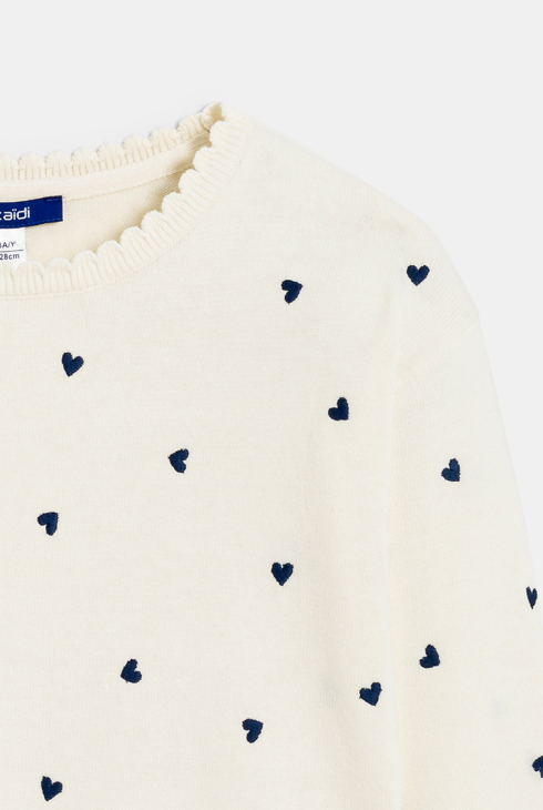 Blauer Pullover mit Herzmuster für Mädchen