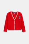 Gilet campus en maille côtelée rouge fille