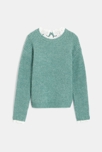 Pull côtelé à effet superposé vert Fille 1