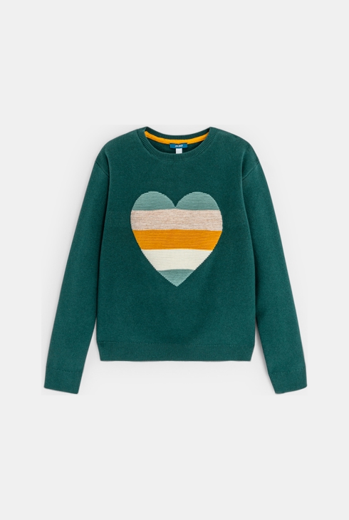 Siv dekliški pulover s srcem 1