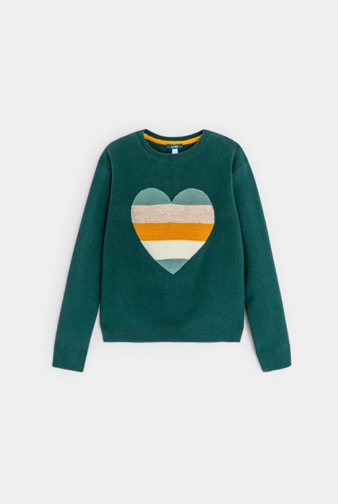 Siv dekliški pulover s srcem 2